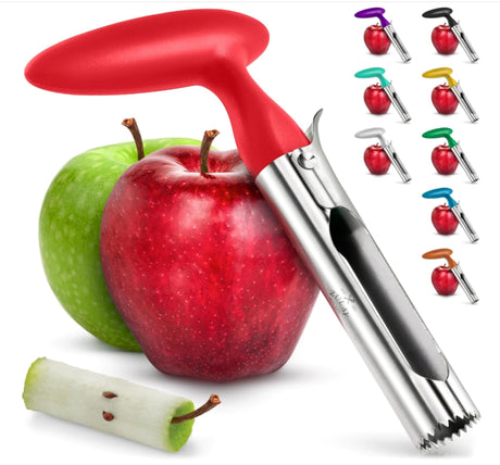 Zulay Kitchen Premium Apple Corer Tool - Ultra Sharp, Stainless Steel, Serrated Blades for Easy Coring - Easy to Use & Clean, Durable Apple Corer Remover for Baking Apples & More - Red Zulay Kitchen
