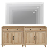 WAMPAT Farmhouse TV Stand for 75 inch TV with 4 Doors and 2 Drawers, Wood Universal TV Stand with Storage Cabinets, Oak Entertainment Center TV Console Table for Living Room, Bedroom WAMPAT