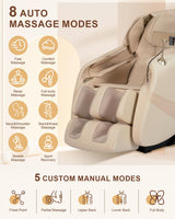 RELX 2025 Massage Chair Full Body, Zero Gravity Airbag Shiatsu Massage Chair with SL-Track, Heating, AI Control, Body Scan, 13 Modes, Foot Rollers, and Deep Yoga Stretch (Beige) RELX