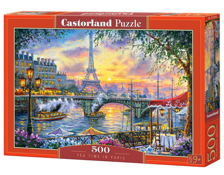 CASTORLAND 500 Piece Jigsaw Puzzle, Tea Time in Paris, France, Colorful Eiffel Tower and Café Puzzle, Paris, Art Puzzle, Adult Puzzles, Castorland B-53018 Castorland