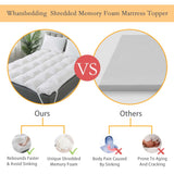WhatsBedding 3 Inch Memory Foam Mattress Topper Queen Size for Pressure Relief, Fluffy & Soft Shredded Memory Foam Filled Pillow Top, 4 Anchor Elastic Bands, 1700GSM, 60x80in WhatsBedding