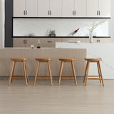 DUOMAY Backless Counter Stools Set of 4, Modern 24.25" Seat Height Low Bar Chairs Solid Rubber Wood Counter Height Barstools Farmhouse Dining Stools for Home Kitchen, Brown DUOMAY