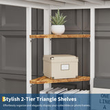 Garvee Twin Size Loft Bed with Large Desk and Storage Shelves, Heavy Duty Metal Loft Bed with Safety Guardrail and Ladder for Kids and Adults, Steel Slats Support, Space Saving, White and Brown Garvee