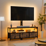 JUSTOGO TV Stand with Mount and Power Outlet, TV Stand with Drawers Storage for Living Room Bedroom, LED Entertainment Center for 45/55/60/65 inch TVs, Height Adjustable Media Console, Rustic JUSTOGO