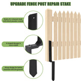 Nrspp Heavy Duty Steel Fence Post Repair Stakes, 2 Pcs Fence Post Anchor Single Ground Spike for Repair Tilted/Broken Wood Fence Post Black Nrspp