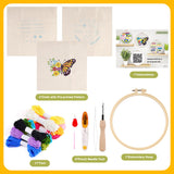 Pllieay 3 Sets Punch Needle Kits, Punch Needle Embroidery Kit for Beginners Including Embroidery Fabric with Pre-Printed Pattern, Hoop, Yarns and Tools Pllieay