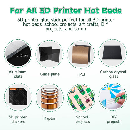 3D Printer Glue Sticks, 36 Grams Each PVP Solid Glue Sticks for Hot Bed Plate, Washable, Non-Toxic, Reduce Warping for PLA, ABS, PETG, HIPS, TPU Filament on PEI, Glass, Aluminum, Buildtak Boa - WoodArtSupply