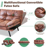 Opoiar Futon Sofa Bed,Lounge Memory Foam Sleeper Couch Room,Convertible Loveseat for Compact Living Spaces Studio Apartment,Dorm,Home Office,Thicker Version Sofabed, 71×33×31.5IN, Brown Opoiar