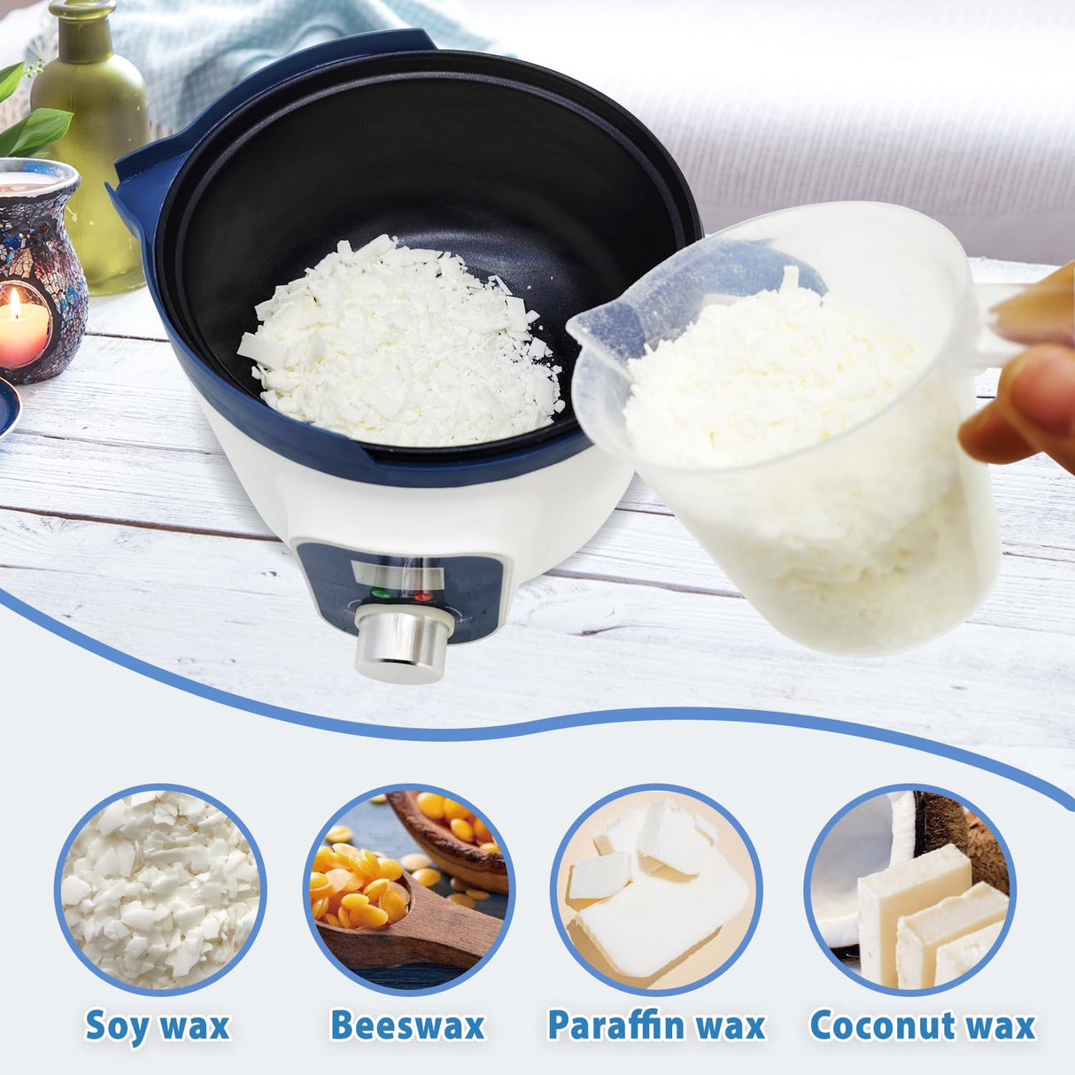 Digital Candle Melting Pot with Spout, Electric Wax Melter with Temperature Control for Candles Making, Wax Melting Machine with Adjustable and Constant Temperature Function Handnatur