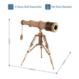 ROBOTIME 3D Puzzles Wooden Craft Kits for Adults DIY Model Monocular Telescope Kit to Build Decent Gift for Adults and Teens ROBOTIME