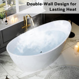 Empava Freestanding Bathtub, Flatbottom Acrylic Soaking Tub, Contemporary Stand Alone Design with Brushed Nickel Drain & Overflow, Glossy White, cUPC Certified, 59 Inch Empava