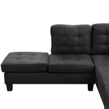 Casa Andrea Milano Modern Sectional Sofa L Shaped Couch with Reversible Chaise & Ottoman, Large Living Room Furniture, Black Casa Andrea Milano