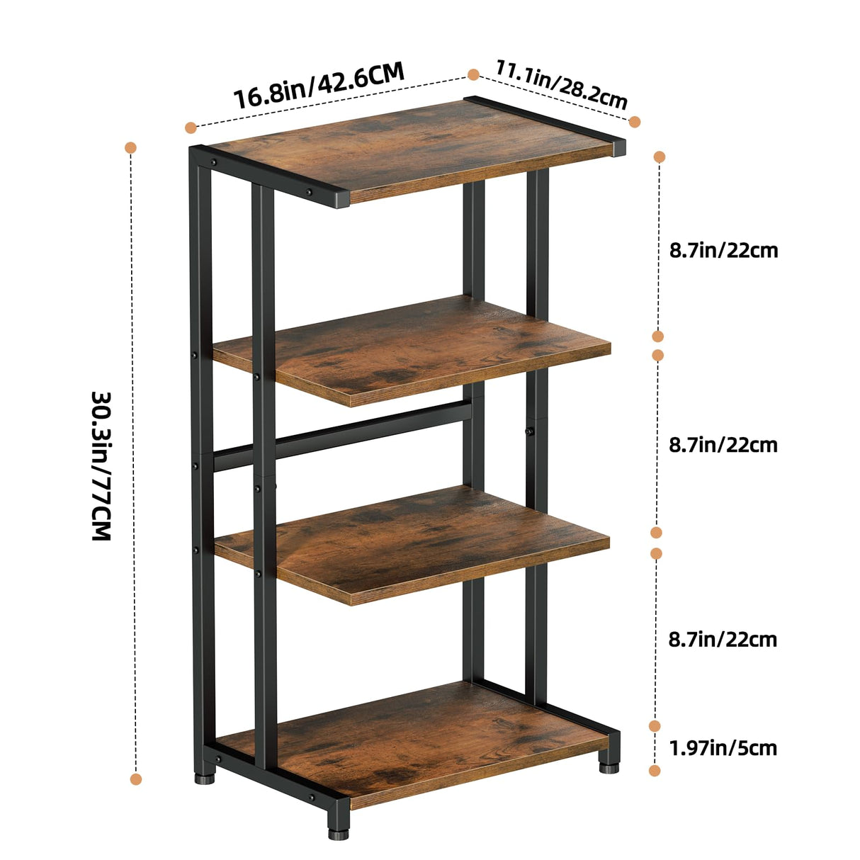 ERYTLLY 4-Tier AV Media Stand - Corner Game Console Shelf and Small Entertainment Stand - Audio Rack for TV, Small Media Console Organizer ERYTLLY