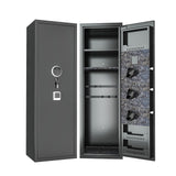 10-12 Gun Safe, Biometric Gun Cabinet for Rifles and Pistols, No Assembly Required, Quick Access Gun Safe with Password and Fingerprint, Large Gun Locker for Home with Removable Shelves&Pistol Pockets BEESTMUEBLE