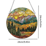 hospitian DIY Hanging Diamond Art Pendant Painting Kit Landscape,Mountain Sunset Diamond Painting Kits for Adults,Special Crystal Gem Craft Painting Kit Ornament 9.4x9.4inch hospitian