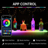 Cimcame Led Lighted Liquor Bottle Display Shelf Set of 2 with Remote&APP Control 40 Inch Floating Wall-Mounted Illuminated Marquee Lighting Shelves for Home Commercial Bar Cimcame