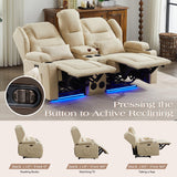 Oprisen 2-Seater Power Loveseat Recliner Electric Reclining Sofa Couch Wall Hugger Recliner Home Theater Seating w/Multi-Function Console/Cup Holders/LED Ambient Light Oprisen