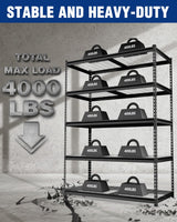 WORKPRO 5-Tier Heavy Duty Metal Shelving Unit, 72”H x 48”W x 24”D, Adjustable Storage Rack with 4000 lbs Capacity, for Garage, Basement, Workshop, Warehouse WORKPRO