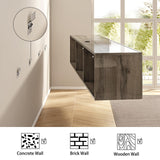 AMERLIFE 70" Floating TV Stand with LED Lights and Power Outlet, High Gloss Wooden Texture Wall Mounted Media Console Entertainment Center for TVs Up to 80", Grey AMERLIFE