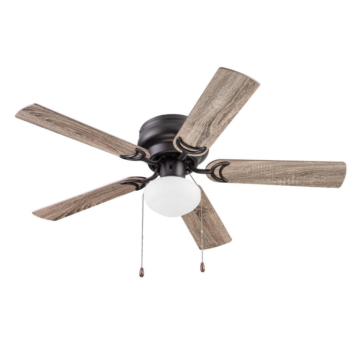 Prominence Home Alvina Traditional 44 Inch Ceiling Fan with Light, LED Flush Mount Ceiling Fan, Indoor Fan with 5 Blades, Gray Pine and Maple Brown Blade Finish Options, Bronze (51584-01) Prominence Home