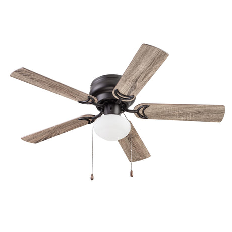 Prominence Home Alvina Traditional 44 Inch Ceiling Fan with Light, LED Flush Mount Ceiling Fan, Indoor Fan with 5 Blades, Gray Pine and Maple Brown Blade Finish Options, Bronze (51584-01) Prominence Home