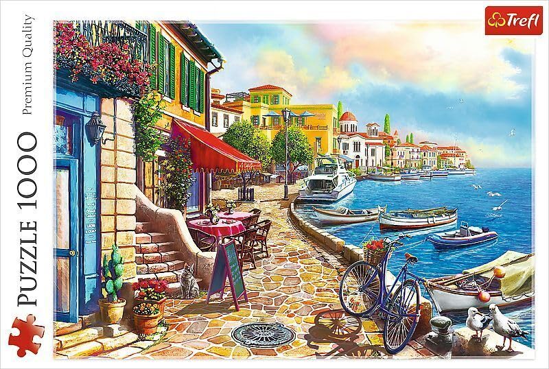 TREFL 1000 Piece Jigsaw Puzzle, Sunny Embankment, Coastal City, Ocean, Adult Puzzles, Trefl 10527 Trefl