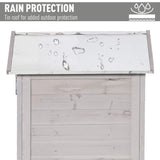 Outsunny 36" x 25" x 79" Wooden Storage Shed Cabinet, Outdoor Tool Shed Organizer with 4-Tier, 3 Shelves with Handle Tin Roof Magnetic Latch Foot Pad, Light Grey Outsunny