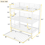 Harper & Bright Designs Metal Triple Bunk Bed with Trundle, Quad Bunk Beds Twin Over Twin, 3 Bunk Beds with 2 Ladders & Guardrails, Convertible Heavy Duty Steel Frame for Bedroom, Dorm, White Harper & Bright Designs