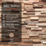 Wall!Supply - 3D Reclaimed Teak Wood Wall Panels - Colorado UltraWood Wall Covering for Feature Walls - Modern Wallpaper Alternative - Easy DIY Installation - 10-Pack Wall!Supply