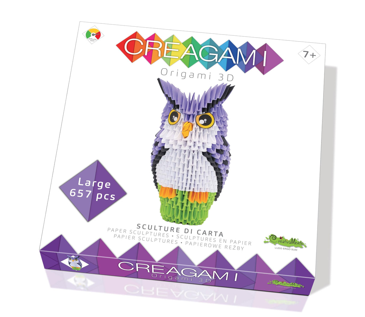 Creagami Owl Origami Set - Large (657-piece) 3D Modular Paper Folding Kit for Art and Craft Lovers Ages 7 - Adult Creagami