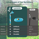 Lyromix Trampoline Accessories Kit, Trampoline Sprinkler, 50FT Solar Lights and Stakes, Non-Damaging to Net, Features 8 Light Modes, Compatible with 8 10 12 14 15 16FT Trampolin Lyromix