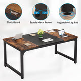 LITTLE TREE 70.8 Inch X-Large Executive Computer Office Desk, Brown+Black LITTLE TREE