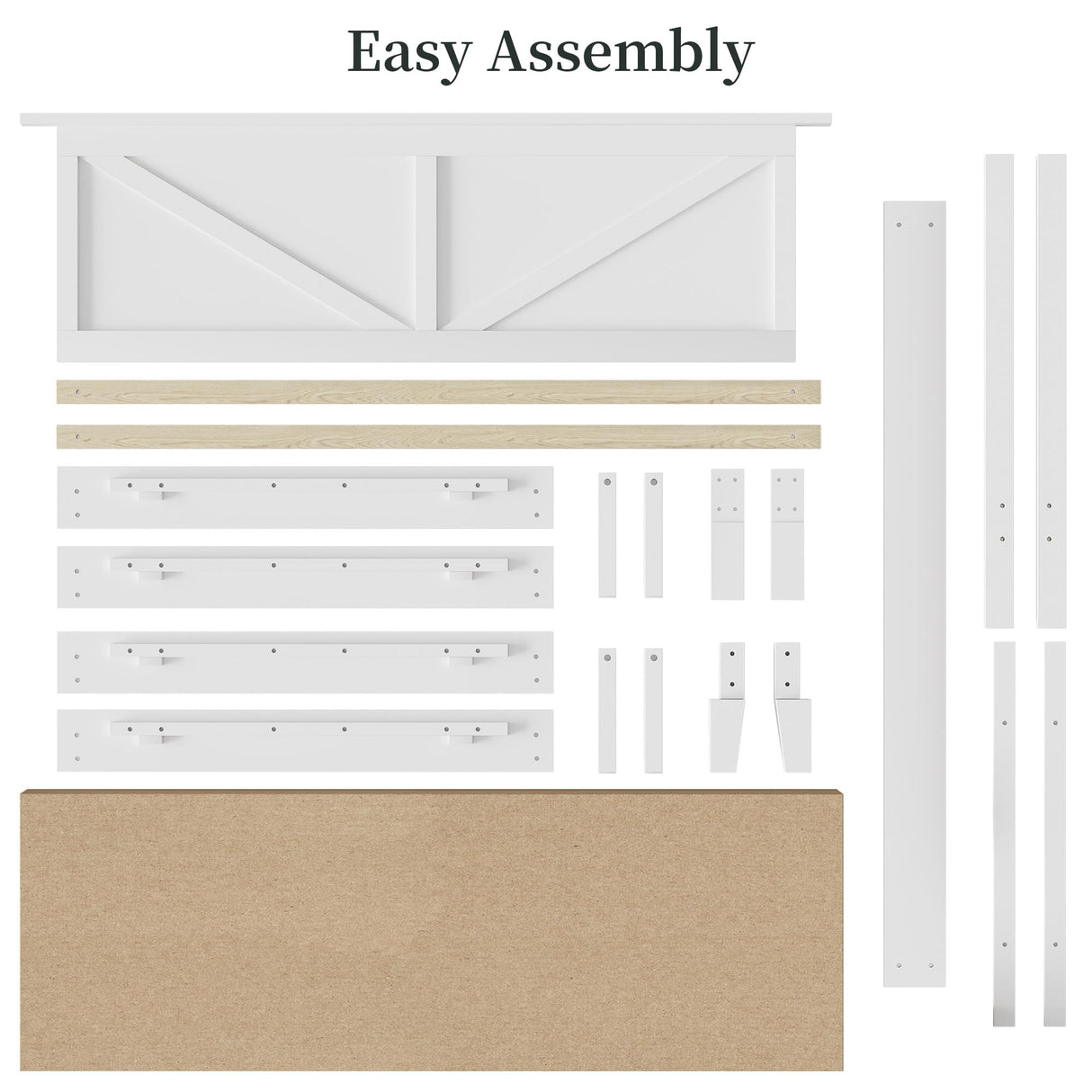 Yaheetech Wood Bed, Rubber Wood Platform Bed Frame with Headboard/Wood Slats, Farmhouse Style, No Box Spring Needed, Mattress Foundation, Noise-Free, Easy Assembly, Full Size, White Yaheetech