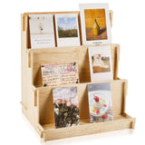 Barydat Wooden Card Display Stand Stationary Organizer Sticker Stand for Vendor Crafts Greeting Card Organizer Rack Retail Display Holder(11.81 x 14.57 x 15.75 Inch (3 Tier),Wood) Barydat