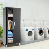 Metal Storage Cabinets Locker for Home Office, 72" Garage Storage Cabinet with Wheels, Lockable Doors and Shelves, Steel Wardrobe Cabinet with kingwolfox