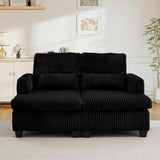 JEEOHEY Double Chaise Lounge Chair Indoor, 61" W Corduroy Small Loveseat Couch with Adjustable Backrest, Modern Comfy Couch, Deep Seat Sofa, Leisure Sleeper Sofa Bed for Living Room,Bedroom(Black) JEEOHEY