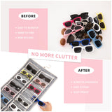 KGMCARE Dual Sided Sunglasses Storage organizer case, Eyeglasses Holder Wall Mounted with 32 Clear Slots & Metal Hook, Dust Proof Sunglasses Storage Case KGMCARE