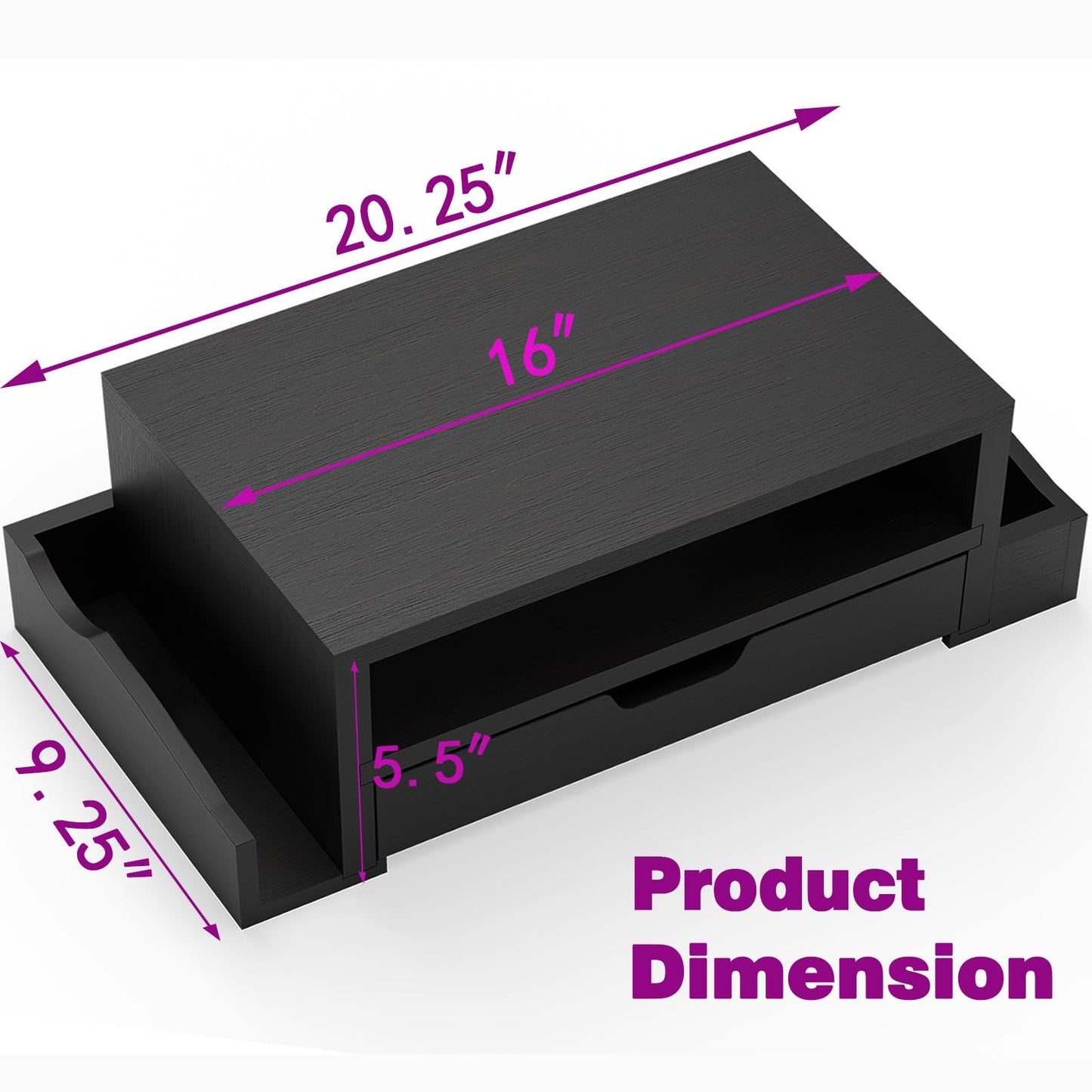 Simple Trending Monitor Stand Riser and Computer Wood Desk Organizer with Drawer and Pen Holder for Laptop, Computer, iMac, Black - WoodArtSupply