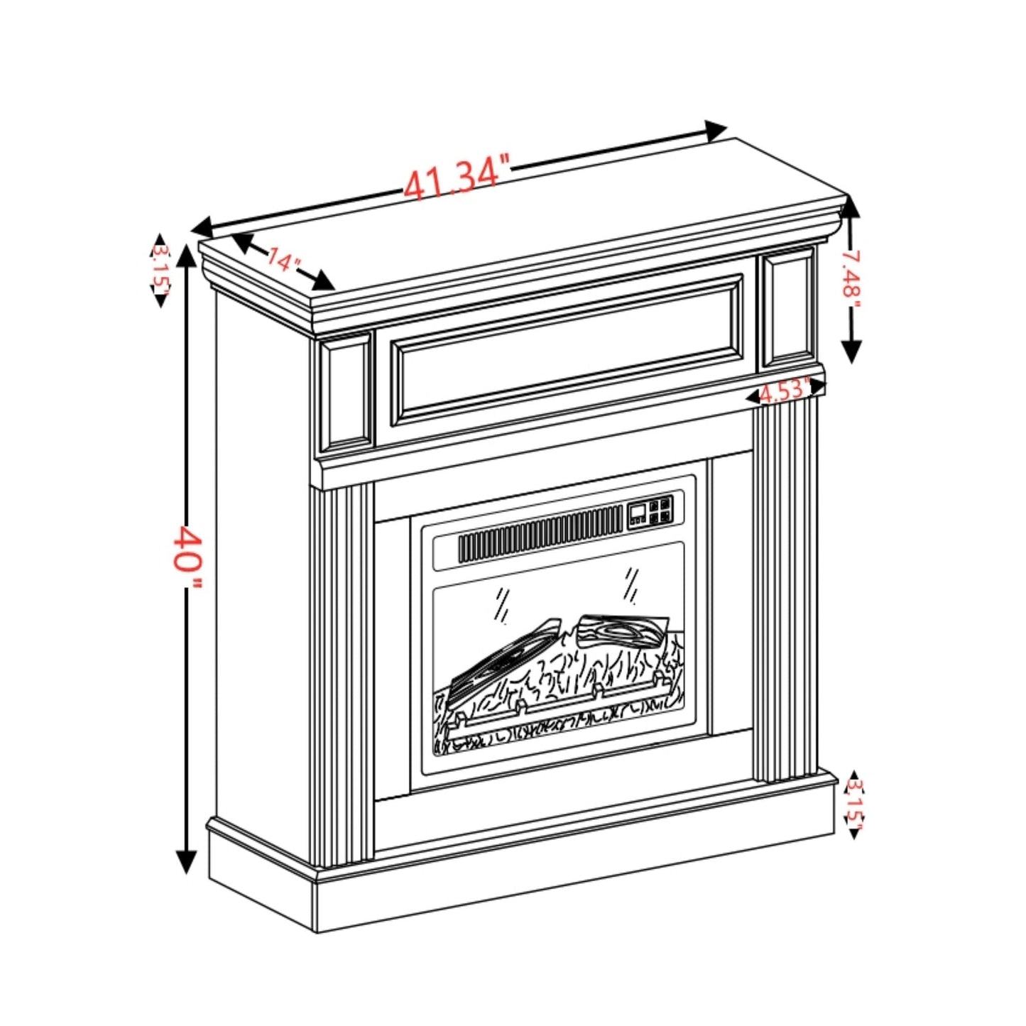 42" Electric Fireplace with Mantel, Portable Freestanding Wood Stove Heater, 23" Electric Fireplace Insert,1400W Realistic 3D Flame Stacked Stone Surround, Remote Control (Cherry, 42" W 40" H 14" D)