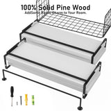 White Wood Floating Shelves Wall Mounted - 3+1 Tier Rustic Bathroom Wall Shelves Over Toilet with Wire Storage Basket and Towel Bar, set of 4 Farmhouse Floating Shelf for Bathroom, Kitchen, Bedroom. LUDORU