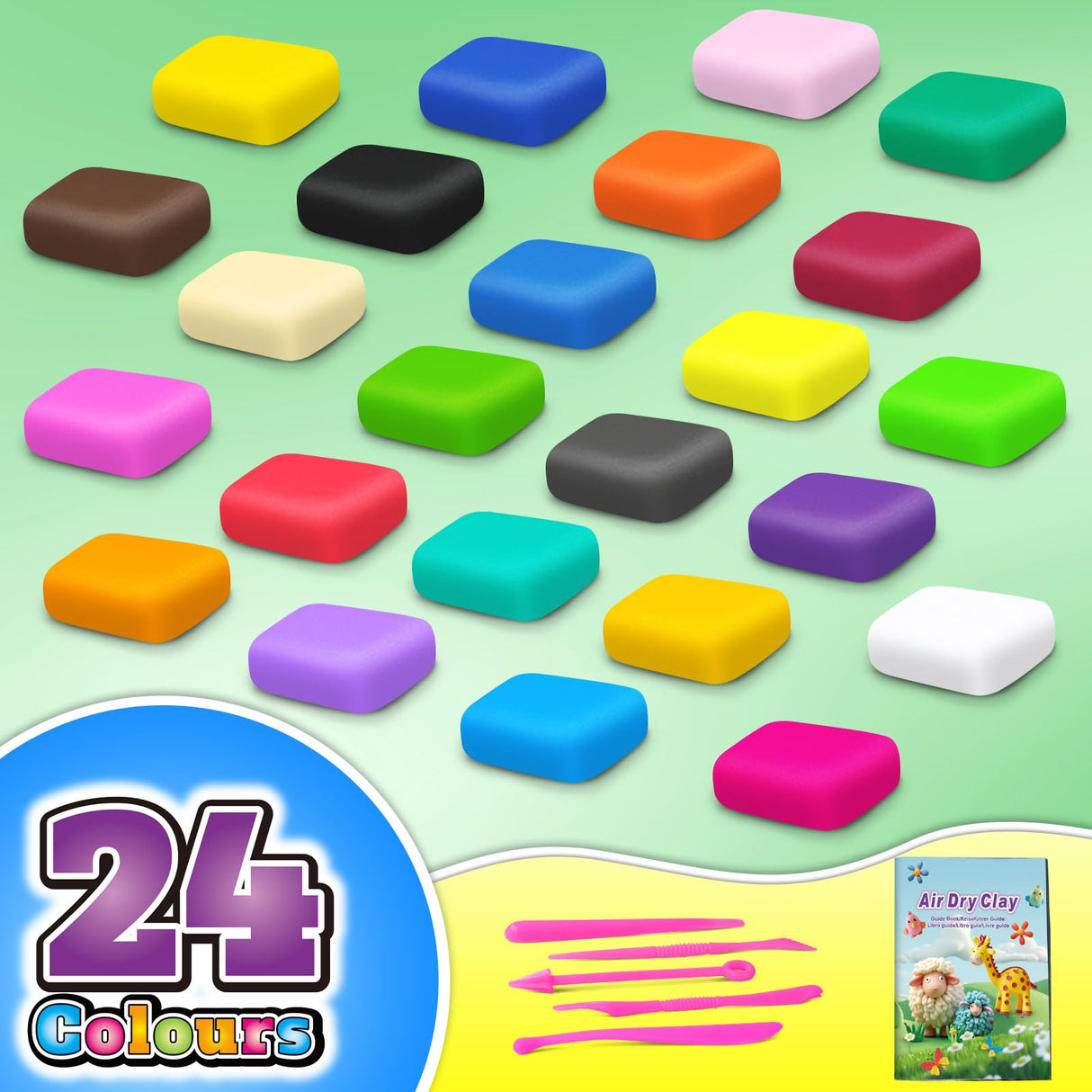 FAGNBED Air Dry Clay 24 Colors, Modeling Magic Clay Set with 5 Sculpting Tools, Gift for Ages 3-12 Boys and Girls FAGNBED