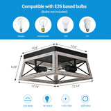 DEWENWILS Farmhouse Flush Mount Ceiling Light, Metal Ceiling Light Fixture with Wood Grain Finish, 2-Lights Hallway Light Fixture Ceiling Mount for Entryway, Foyer, Dining Room DEWENWILS