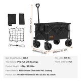 VEVOR 220L/350lbs Collapsible Folding Wagon, Heavy Duty Beach Wagon Cart Foldable with Big Wheels, Outdoor Utility Wagon All Terrain Wagon for Groceries Camping VEVOR
