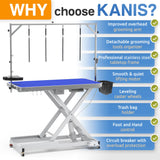 Professional Electric Dog Grooming Table - Heavy Duty, Height Adjustable Pet Grooming Table w/Leveling Wheels, Dog Grooming Arm, Anti Slip Tabletop & Tool Organizer/Dog Grooming Station (49", WHITE) KANIS