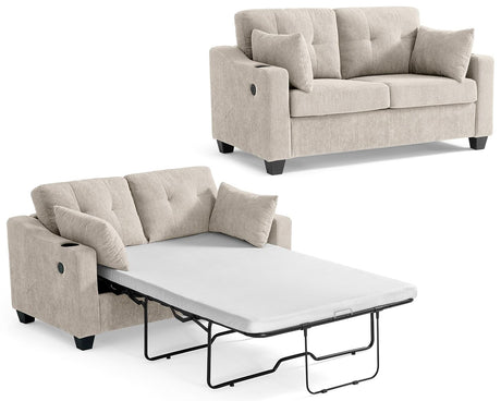 CHIC HOUSE Pull Out Sofa Bed, Full Size Sleeper Sofa, 2-in-1 Convertible Corduroy Couch with USB Charging, Memory Form Couch for Living Room, Apartment and Small Space CHIC HOUSE