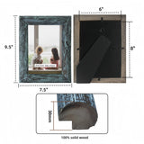 6x8 Green Picture Frames Set of 2, Solid Wood Photo Frame with HD Glass, Farmhouse Distressed Rustic Natural Weathered Wooden Frames for Gallery Wall Mounting or Table Top Display Home Decorative Free form