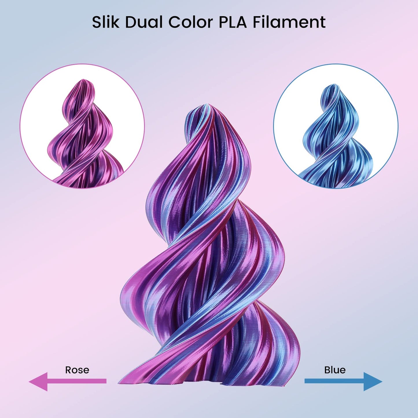 Sovol Dual Color PLA Filament 1.75mm, Silk PLA 3D Printing Material, Dual Color Filament Rose Red Blue 2 in 1 Coextrusion PLA Filament +/-0.02mm, 1kg/2.2lbs - WoodArtSupply