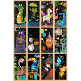 Scratch Art Painting Scratch Paper Rainbow Painting Sketch Pads DIY Art Craft Set， 4 Pcs Vincent Van Gogh Engraving and 24Pcs Classic Landmarks and Animal Series for Kids & Adults with 3 Tools Ryoma