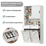 78" Tall Tilt-Out Double Doors Laundry Cabinet Hamper w Hidden Laundry Hamper,Large Pull Out Laundry Room Storage Cabinets,Kitchen Double Tilt Out Trash Cabinet,13X2 Gallon Bathroom Organizers(White) jiteentarou
