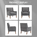 COLAMY Modern Wingback Living Room Chair Set of 2, Upholstered Fabric Accent Armchair, Single Sofa Chair with Lounge Seat and Wood Legs for Bedroom/Office/Reading Spaces, Gery COLAMY